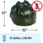 Stout by Envision Insect-Repellent Trash Bags, 55 gal, 2 mil, 37" x 52", Black, 65/Box