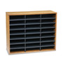 Fellowes Literature Organizer, 24 Letter Compartments, 29 x 11.88 x 23.44, Medium Oak