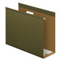 Pendaflex Extra Capacity Reinforced Hanging File Folders with Box Bottom, 4" Capacity, Letter Size, 1/5-Cut Tabs, Green, 25/Box (PFX4152X4) View Product Image