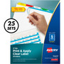 Avery Print and Apply Index Maker Clear Label Dividers, 5-Tab, Color Tabs, 11 x 8.5, White, Traditional Color Tabs, 25 Sets