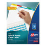 Avery Print and Apply Index Maker Clear Label Dividers, 5-Tab, Color Tabs, 11 x 8.5, White, Traditional Color Tabs, 25 Sets