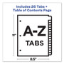 Avery Customizable TOC Ready Index Multicolor Tab Dividers, 26-Tab, A to Z, 11 x 8.5, White, Traditional Color Tabs, 1 Set