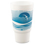 Dart Horizon Hot/Cold Foam Drinking Cups, 32 oz, White/Teal, 16/Bag, 25 Bags/Carton