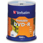 Verbatim DVD Recordable Media - DVD-R - 16x - 4.70 GB - 100 / Pack - White