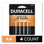 Duracell Power Boost CopperTop Alkaline AA Batteries, 4/Pack (DURMN1500B4Z) View Product Image