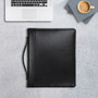 Samsill Leather Multi-Ring Zippered Portfolio, Two-Part, 1" Cap, 11 x 13 1/2, Black