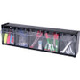 Deflecto Tilt Bin Interlocking Multi-Bin Storage Organizer - 5 Compartment(s) - 6.50" Height x 23.63" Width x 5.25" Depth - Interlockable - Black - Plastic