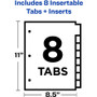 Avery Insertable Big Tab Dividers, 8-Tab, Double-Sided Gold Edge Reinforcing, 11 x 8.5, Buff, Clear Tabs, 1 Set