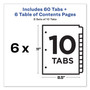 Avery Customizable TOC Ready Index Multicolor Tab Dividers, 10-Tab, 1 to 10, 11 x 8.5, White, Traditional Color Tabs, 6 Sets