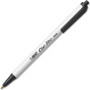 BIC Clic Stic Ballpoint Pen, Retractable, Medium 1 mm, Black Ink, White Barrel, Dozen