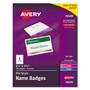 Avery Pin-Style Badge Holder with Laser/Inkjet Insert, Top Load, 3.5 x 2.25, White, 100/Box