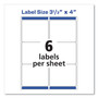 Avery Shipping Labels w/ TrueBlock Technology, Inkjet Printers, 3.33 x 4, White, 6/Sheet, 100 Sheets/Box