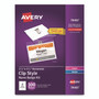 Avery Clip-Style Badge Holder with Laser/Inkjet Insert, Top Load, 3.5 x 2.25, White, 100/Box