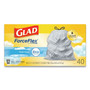 Glad ForceFlex Kitchen Drawstring Trash Bags, 13 gal, Gain Fresh Clean Scent, 24 x 27.38, White, 40 Bags/Box, 6 Boxes/Carton
