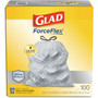 Glad CloroxPro ForceFlex Tall Kitchen Drawstring Trash Bags, 13 gal, 23.75 x 24.88, Gray, 100/Box