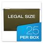 Pendaflex Extra Capacity Reinforced Hanging File Folders with Box Bottom, 2" Capacity, Legal Size, 1/5-Cut Tabs, Green, 25/Box (PFX4153X2) View Product Image