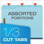 Pendaflex Heavy-Duty Pressboard Folders with Embossed Fasteners, 1/3-Cut Tabs, 1" Expansion, 2 Fasteners, Letter Size, Blue, 25/Box