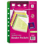 Avery Small Binder Pockets, Standard, 7-Hole Punched, Assorted, 9.25 x 5.5, 5/Pack