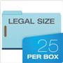 Pendaflex Heavy-Duty Pressboard Folders with Embossed Fasteners, 1/3-Cut Tabs, 1" Expansion, 2 Fasteners, Legal Size, Blue, 25/Box