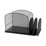 Safco Onyx Mesh Desktop Hanging File With Two Upright Sections, 3 Sections, Letter Size, 11.5" Long, Black