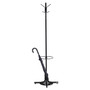 Metal Costumer with Umbrella Holder, Four Ball-Tipped Double-Hooks, 21w x 21d x 70h, Black (SAF4168BL)