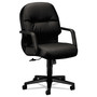 HON Pillow-Soft 2090 Series Leather Managerial Mid-Back Swivel/Tilt Chair, Supports 300 lb, 16.75" to 21.25" Seat Height, Black