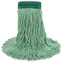 Boardwalk Super Loop Wet Mop Head, Cotton/Synthetic Fiber, 5" Headband, Medium Size, Green, 12/Carton (BWK502GNCT) View Product Image