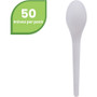 Eco-Products Plantware Compostable Cutlery, Spoon, 6", Pearl White, 50/Pack, 20 Pack/Carton (ECOEPS013) View Product Image