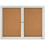 Quartet Enclosed Outdoors Bulletin Board with Two Doors, 48" x 36", Tan Surface, Anodized Aluminum Frame