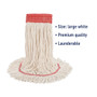 Boardwalk Super Loop Wet Mop Head, Cotton/Synthetic Fiber, 5" Headband, Large Size, White, 12/Carton