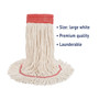 Boardwalk Super Loop Wet Mop Head, Cotton/Synthetic Fiber, 5" Headband, Large Size, White, 12/Carton (BWK503WHCT) View Product Image