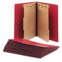 AbilityOne 7530015567917, SKILCRAFT Pressboard Top Tab Classification Folder, 2 Dividers, 6 Fasteners, Letter Size, Dark Red, 10/Box