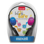 Maxell Kids Safe Headphones, 4 ft Cord, Black with Interchangeable Pink/Blue/Silver Caps (MAX190338) View Product Image