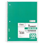 Mead Spiral Notebook, 3-Hole Punched, 1-Subject, Wide/Legal Rule, Randomly Assorted Cover Color, (100) 10.5 x 7.5 Sheets View Product Image