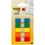 Post-it Flags in Portable Dispenser - 20 x Blue, 20 x Green, 20 x Orange, 20 x Red, 20 x Yellow - 1/2" Flag/Note Width x 1 3/4" Flag/Note Length - Rectangle - Unruled - MMM6835CF