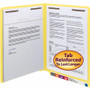 Smead Heavyweight Colored End Tab Fastener Folders, 0.75" Expansion, 2 Fasteners, Letter Size, Yellow Exterior, 50/Box