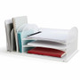 Safco Onyx 3 Tray/3 Upright Section Desk Organizer - 8.25" Height x 19.50" Width x 11.50" Depth - Desktop - White - Steel
