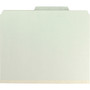 Smead Pressboard Classification Folders, Four SafeSHIELD Fasteners, 2/5-Cut Tabs, 1 Divider, Letter Size, Gray-Green, 10/Box