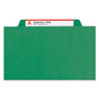 Smead Recycled Pressboard Classification Folders, 2" Expansion, 2 Dividers, 6 Fasteners, Letter Size, Green Exterior, 10/Box