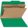 Smead Recycled Pressboard Classification Folders, 2" Expansion, 2 Dividers, 6 Fasteners, Letter Size, Green Exterior, 10/Box