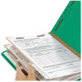 Smead Recycled Pressboard Classification Folders, 2" Expansion, 2 Dividers, 6 Fasteners, Letter Size, Green Exterior, 10/Box