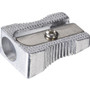 Metal Pencil Sharpener, 0.63 X 1 X 0.38, Metallic Silver (OIC30233) View Product Image