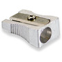 Metal Pencil Sharpener, 0.63 X 1 X 0.38, Metallic Silver (OIC30233) View Product Image