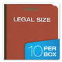 Pendaflex Six-Section Pressboard Classification Folders, 2" Expansion, 2 Dividers, 6 Fasteners, Legal Size, Red Exterior, 10/Box (PFX2257R) View Product Image