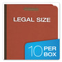 Pendaflex Six-Section Pressboard Classification Folders, 2" Expansion, 2 Dividers, 6 Fasteners, Legal Size, Red Exterior, 10/Box