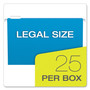 Pendaflex Colored Hanging Folders, Legal Size, 1/5-Cut Tabs, Assorted Colors, 25/Box