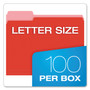 Pendaflex Colored File Folders, 1/3-Cut Tabs: Assorted, Letter Size, Red/Light Red, 100/Box