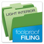Pendaflex Colored File Folders, 1/3-Cut Tabs: Assorted, Letter Size, Green/Light Green, 100/Box