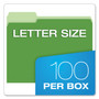 Pendaflex Colored File Folders, 1/3-Cut Tabs: Assorted, Letter Size, Green/Light Green, 100/Box
