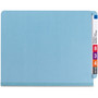 Smead End Tab Pressboard Classification Folders, Six SafeSHIELD Fasteners, 2" Expansion, 2 Dividers, Letter Size, Blue, 10/Box